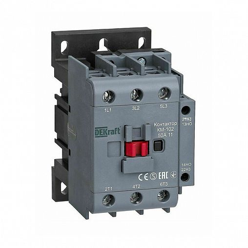 Контактор DEKraft КМ-102, 1НО+1НЗ, 50 А, 220/230 В, АС3/АС4 фото