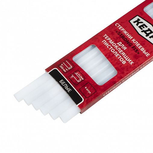 Клеевые стержни для термопистолета Кедр, 11,2 x 200 мм, белые, 6 шт фото