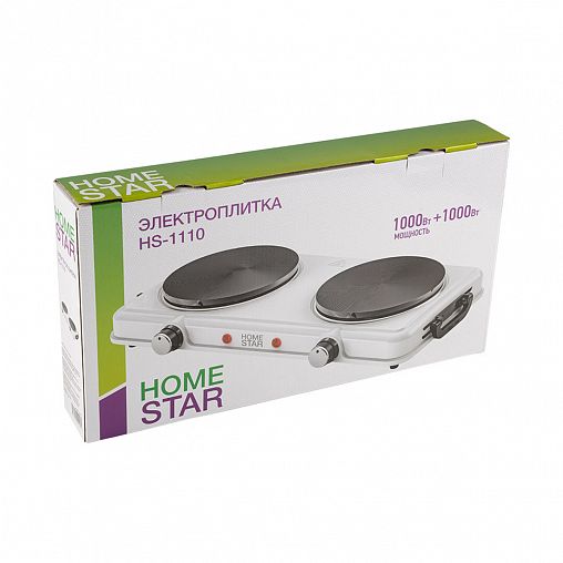 Плита электрическая настольная Homestar HS-1110, 2 конфорки, 2000 Вт, чугун фото