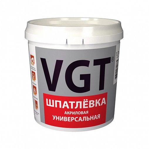 Шпатлевка универсальная для наружных и внутренних работ VGT, акриловая, 1,7 кг фото