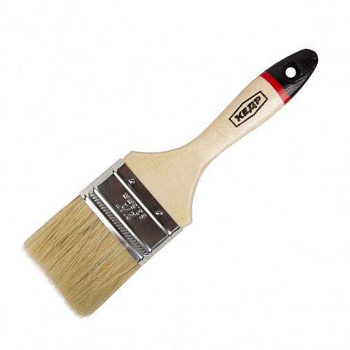 Кисть плоская Кедр Евро №2,5, натуральная щетина, деревянная ручка, 63 мм фото