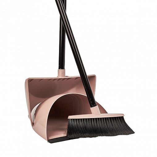 Набор для уборки Spin&Clean Voque с длинными ручками, щетка и совок, 13,5 x 27,5 x 126 см, бежевый фото