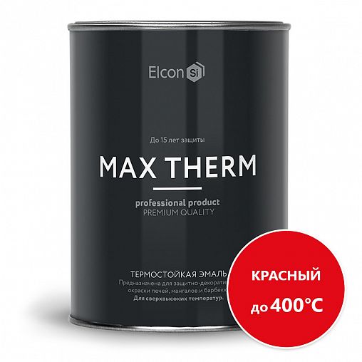 Эмаль термостойкая Elcon Max Therm, до +400 °С, 0,8 кг, RAL 3002, красная фото