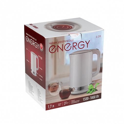 Чайник электрический Energy E-218, двойной корпус, 1,7 л, белый фото