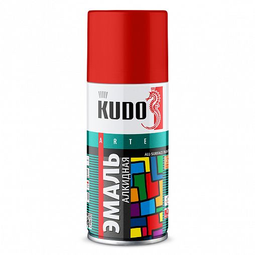 Аэрозольная алкидная краска Kudo KU-1003.1, 210 мл, RAL 3020, красная фото