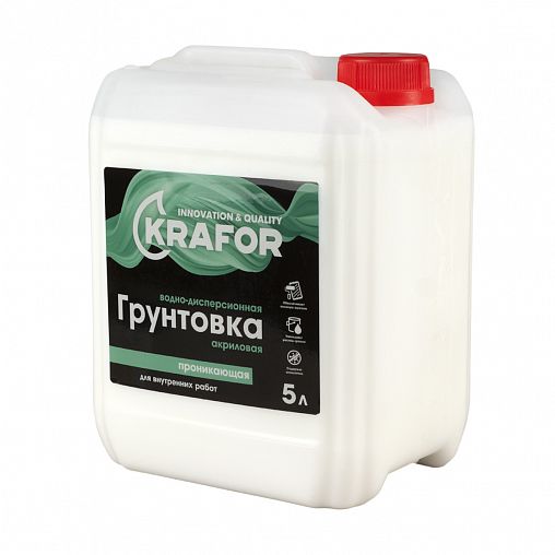 Грунтовка глубокого проникновения для внутренних работ Krafor, 5 л фото