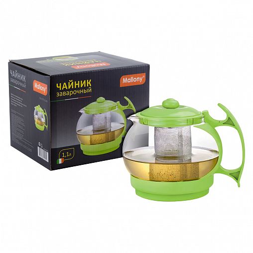 Чайник заварочный Mallony Decotto-1100, стеклянный, фильтр-нержавейка, 1,1 л фото