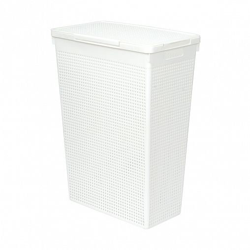 Корзина для белья Violet Лофт, с крышкой, 50 л, белая фото