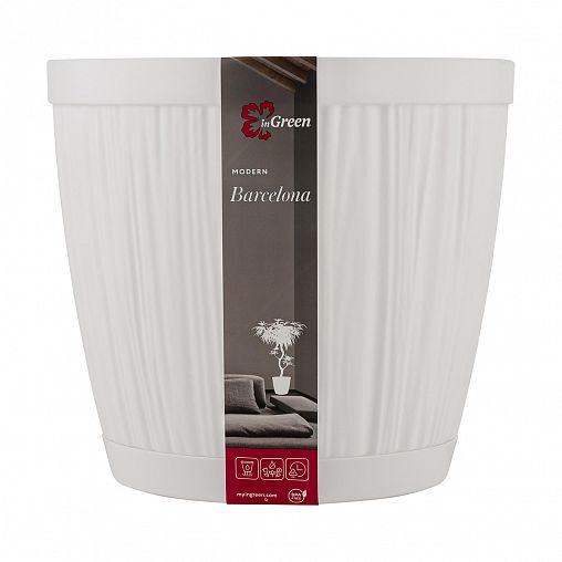 Горшок для цветов InGreen Barcelona, 9,6 л, белый фото