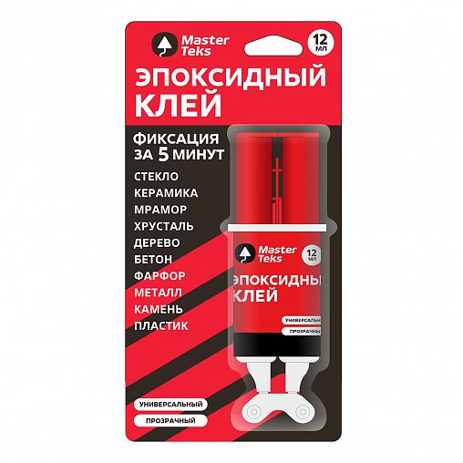 Клей эпоксидный MasterTeks, двухкомпонентный, 12 мл, прозрачный фото