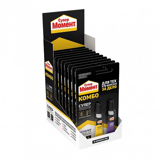 Клей секундный универсальный Супер Момент Комбо + Антиклей, 3 г + 4 г, прозрачный фото