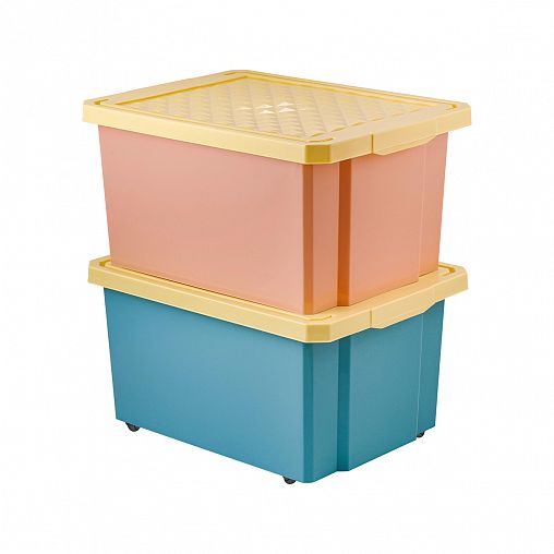 Ящик для игрушек на колесах Lalababy Follow Me, 61 x 40,5 x 33 см, 57 л, персиковая карамель фото