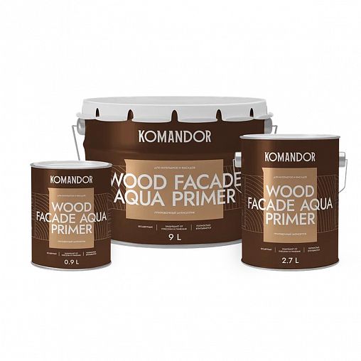 Грунт-антисептик для дерева Komandor Wood Facade Aqua Primer, 2,7 л фото
