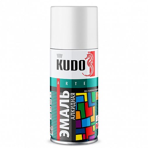 Аэрозольная алкидная краска Kudo KU-1001.1, глянцевая, 210 мл, RAL 9003, белая фото