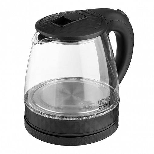 Стеклянный чайник электрический HomeStar HS-1053, 1,2 л, черный фото