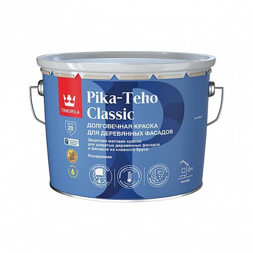Краска фасадная Tikkurila Pika-Teho Classic (Пико Техо Классик), база С, бесцветная, 9 л фото