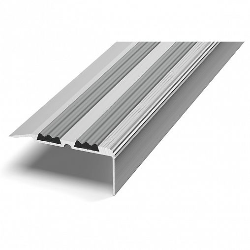 Порог угловой Лука ПУ-07, с ПВХ вставкой, 1350 x 68 x 30,8 мм, серебро люкс фото