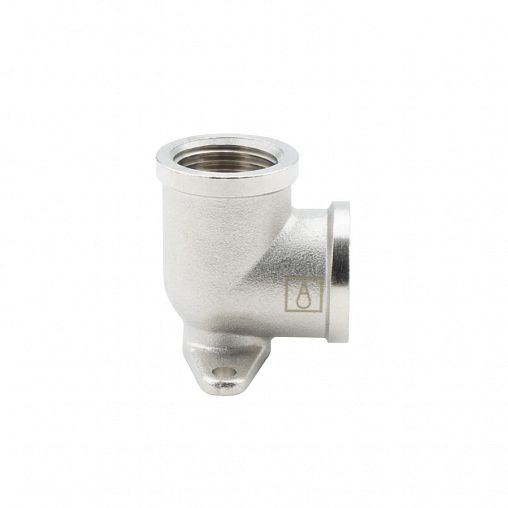 Уголок с креплением латунный никелированный Alato внутренняя-внутренняя резьба 1/2" фото