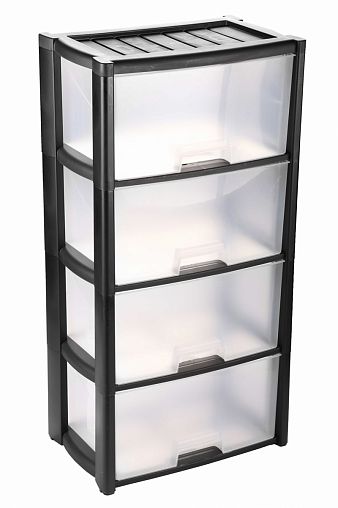 Комод четырехсекционный Альтернатива Колорит, 47,5 x 30 x 94 см, черный фото