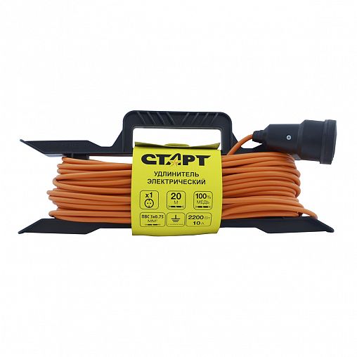 Удлинитель на раме Старт SG 1х20-Z/РС16, 1 розетка, с заземлением, 3 x 0,75 мм², 20 м, оранжевый фото
