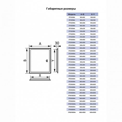 Люк-дверца ревизионная Evecs ЛТ6080Мп, стальная на магните, с фланцем 600 x 800 мм, 660 x 860 мм фото