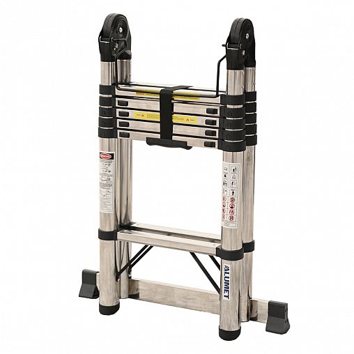 Лестница телескопическая двухсекционная Alumet STD 1.9, стальная, 2 x 6 ступеней, 3,8 м фото