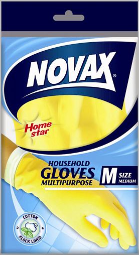 Перчатки резиновые латексные упрочненные Novax, размер M, 1 пара фото