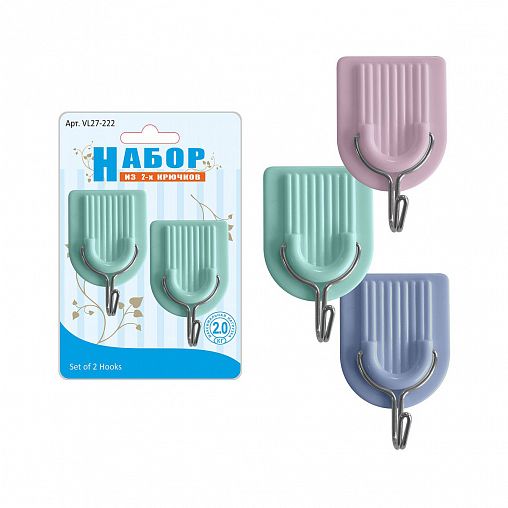 Крючки самоклеящиеся Мультидом VL27-222, 2 шт, микс фото