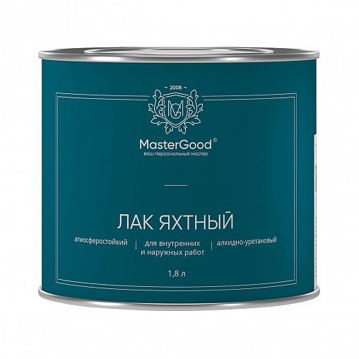 Лак яхтный MasterGood, алкидно-уретановый, полуматовый, 1,8 л фото