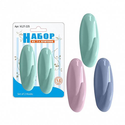 Крючки самоклеящиеся Мультидом VL27-225, 2 шт, микс фото