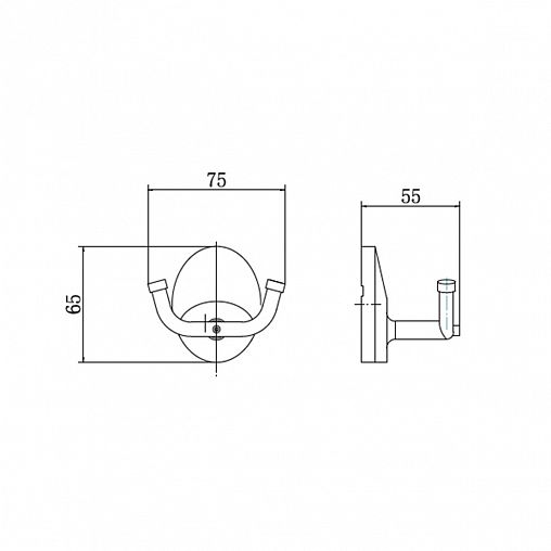 Двойной крючок Fashun A1605-2, хром фото