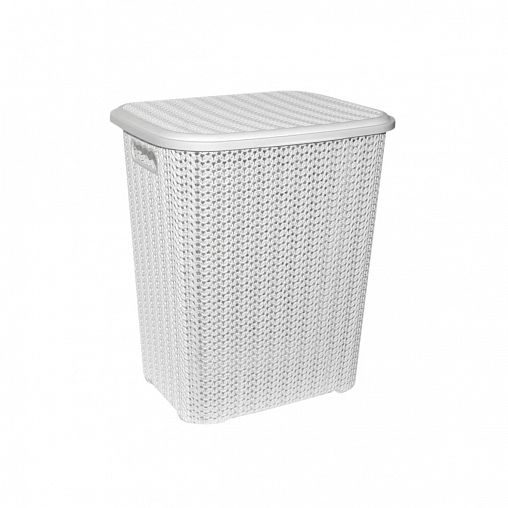 Корзина для белья Violet Вязь, с крышкой, 40 л, белая фото