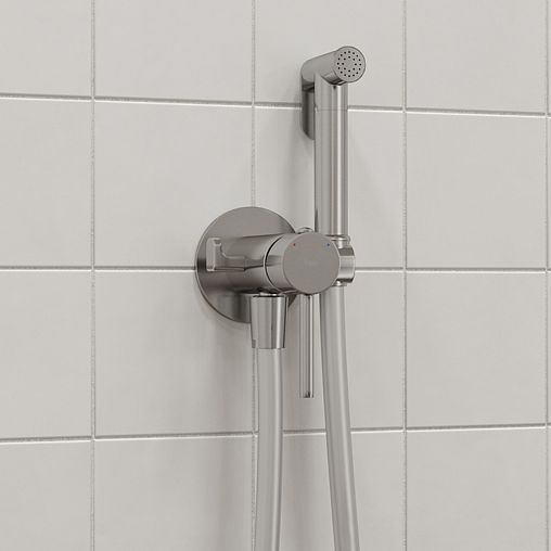 Встраиваемый гигиенический душ со смесителем IDDIS Axes, хром матовый фото