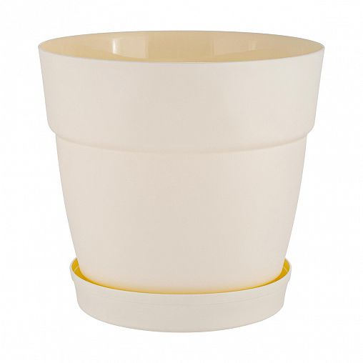 Горшок для цветов InGreen Villa de Fiori, с поддоном, 1,1 л, белоснежный жасмин фото