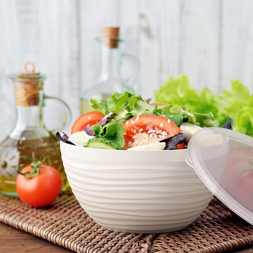 Салатник пластиковый Альтернатива Оазис, с крышкой, 2,5 л, белый фото
