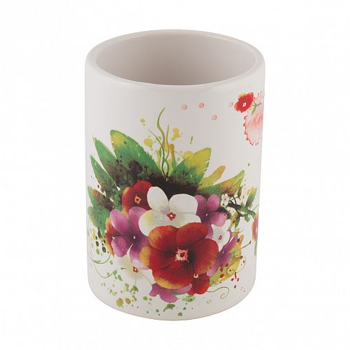 Стакан для зубных щеток Рыжий кот Летнее настроение, керамика, 8 x 8 x 11,4 см фото