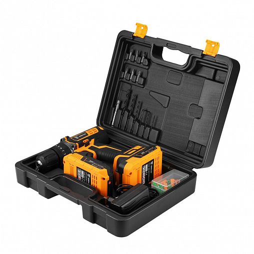 Дрель-шуруповерт аккумуляторная Deko DKCD20 Impact SET 3, 20 В, 2 x 2 Ач Li-ion, ЗУ фото