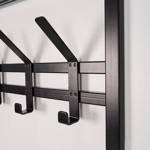Вешалка настенная с полкой ЗМИ Торонто 22, 9 крючков, 67 x 27 x 58,5 см, черная фото