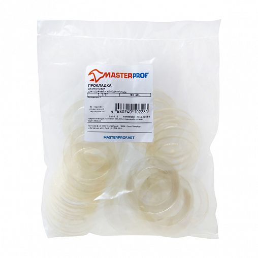 Прокладка для воды уплотнительная MasterProf, резиновая, 1 1/2", 50 шт, прозрачная фото