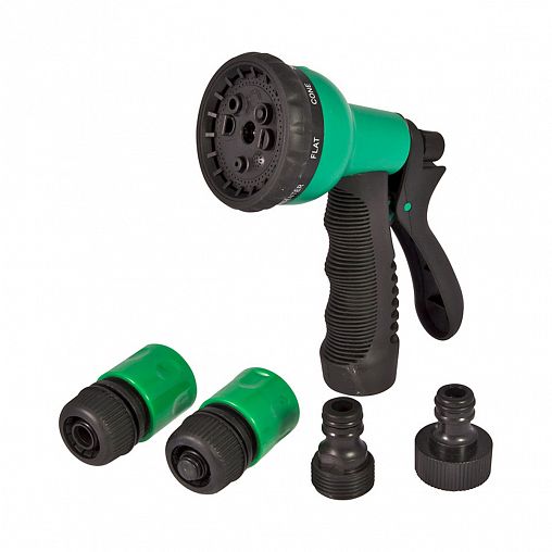 Набор для полива Park HL167, пистолет 9 режимов, соединители 1/2", адаптеры, 5 предметов фото