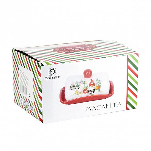 Масленка Dolomite Рождественские гномы, керамическая, 25 x 18 см фото