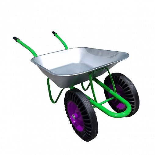 Тачка двухколесная строительно-садовая, 90 л, пневматические колеса фото