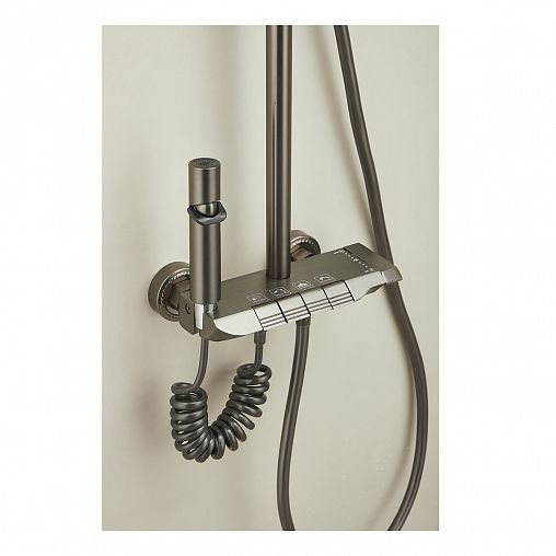 Душевая система с тропическим душем Профсан ПСМ-900-81GA, со смесителем и термостатом, графит фото