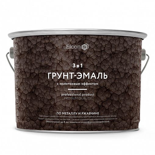 Грунт-эмаль по ржавчине Elcon 3 в 1, молотковая 2 кг, шоколад фото