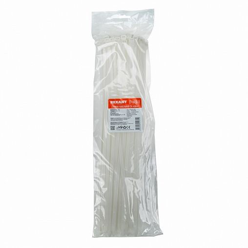 Хомут-стяжка Rexant, нейлон, 7,6 x 450 мм, 100 шт, белый фото