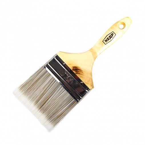 Кисть плоская Кедр Эксперт №4, искусственная щетина, деревянная ручка, 100 мм фото
