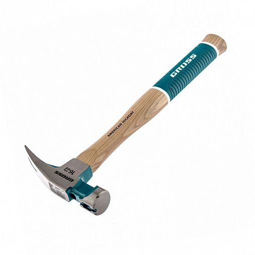 Молоток-гвоздодер кованый Gross , деревянная обрезиненная рукоятка, 450 г фото