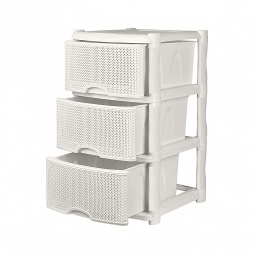 Комод трехсекционный на колесах Keeplex Ajur Компакт, 37 x 30 x 56,3 см, белое облако фото