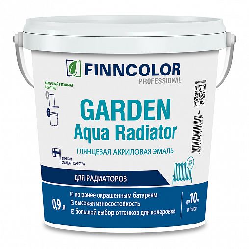 Эмаль для радиаторов Garden Akva Radiator FINNCOLOR, акриловая, 0,9 л, бесцветная (база С) фото