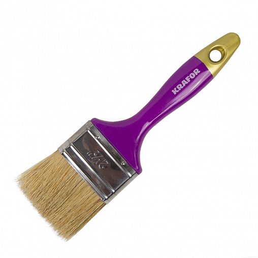 Кисть плоская Krafor Профи №2,5, натуральная щетина, пластиковая ручка, 63 мм фото